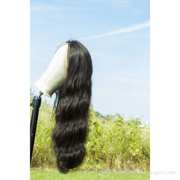Huashuo Wholesale Cuticle Aligned Unprocessed Full Lace Human Hair Wig, Natural Black Long Full Lace Wig For Women